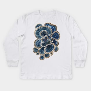 Blue Trametes Mushroom Kids Long Sleeve T-Shirt